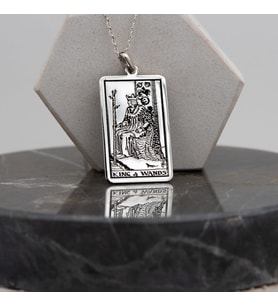 Gümüş  King of Wands (Değneklerin Kralı) Tarot Kolye