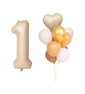Yaş Krem Folyo Balon Gold Karamel Beyaz Balon Seti Doğum Günü Parti Seti