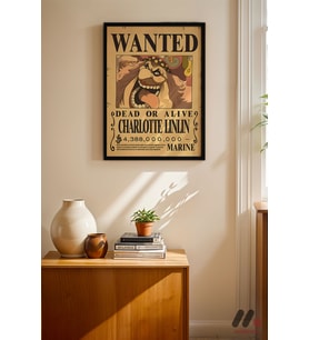 One Piece Big Mom Wanted Poster, Siyah Çerçeveli Duvar Tablosu - Anime Severlere Özel