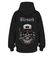 Oversize 'Blessedd' Baskılı Kapşonlu Hoodie Sweatshirt (Siyah)