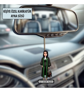 Kişiye Özel Avukat Karikatür Ayna Süsü – Hukukçulara Özel Araç İçi Hediyelik