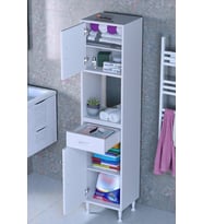 Eliusta Leno Tek Kapaklı 50 cm Düzenleyici Dolap Banyo/Mutfak Dolabı 50x173x32,5 cm Beyaz Dolap