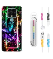 Tecno Camon 16 18P Pova 3 Pova Neo Kılıf Kablo Koruma Spiral Silikon Butterfly Neon 1684