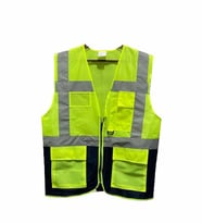 Mühendis Tipi Reflektörlü Çift Renk İkaz Yeleği (Sarı-Lacivert) - 5 Li Paket