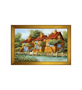 Manzara Temalı Kanvas Tablo 80 x 110 cm Gold Çerçeve
