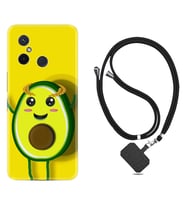 Xiaomi Redmi 12C Kılıf Resimli Boyun Askılı İpli Desenli Silikon Series Sevimli Avokado 1880