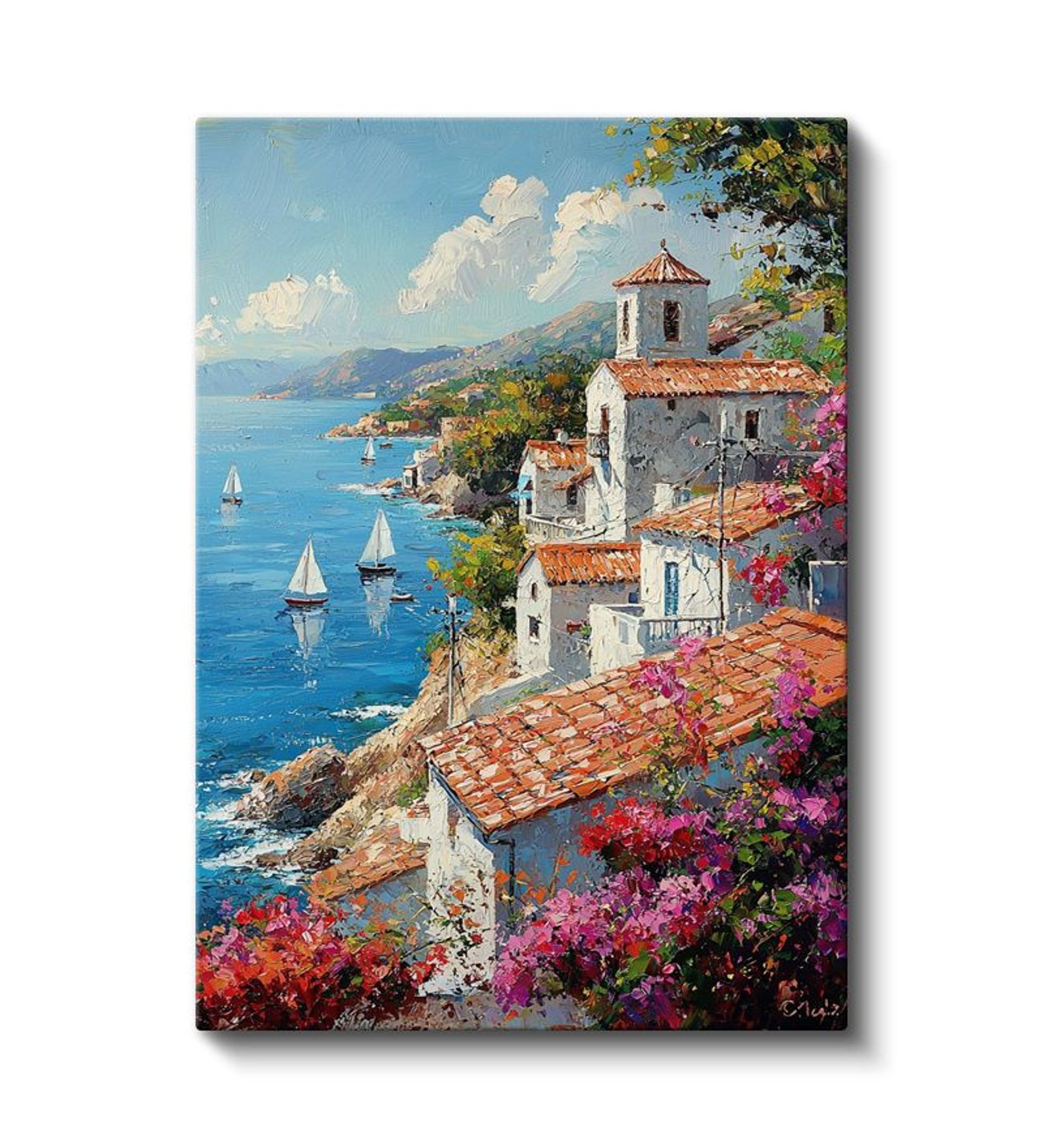Dove、Lake Afternoon、希少画集画、新品額付 akdeniz-kiyisi-beyaz-evler-ve-