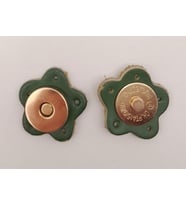 Angel Çanta Aksesuar Yeşil Gerçek Derili Çiçek Model Mıknatıslı Çıtçıt Light Gold Metalli