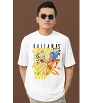 Tasarım One Punch Man Saitama Baskılı Unisex Oversize Anime Dizi Karakter Tişört