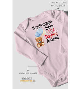Kızdırmayın beni, dayımı ararım! Uzun Kollu Bebek Body %100 Pamuk