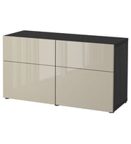 Dolap Kombinasyonu, Venge-Parlak Cila-Bej, 120x42x65 cm, Fren Raylı