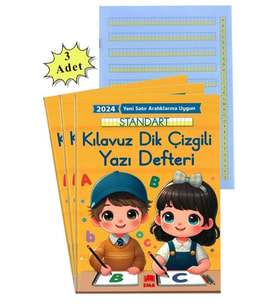 Yeni Müfradat Güzel Yazı Defteri Orta Boy 16.5x24  24 Yaprak 3 Adet Standart Kılavuz Dik Çizgili Yazı Defteri Satır Aralıklarına Uygun (Çok Renkli)