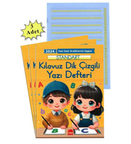 Yeni Müfradat Güzel Yazı Defteri Orta Boy 16.5x24  24 Yaprak 3 Adet Standart Kılavuz Dik Çizgili Yazı Defteri Satır Aralıklarına Uygun (Çok Renkli)