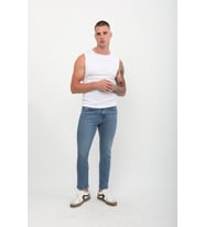 Erkek Slim Fit Normal Bel Düz Kesim Dar Paça Mavi Jean Pantolon