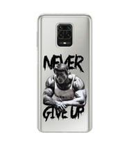 Redmi Note 9 Pro/Note 9S Uyumlu Arnold Fitness Never Give Up Desenli Şeffaf Telefon Kılıfı