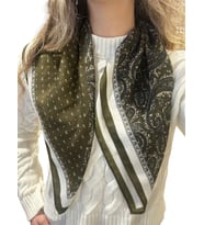 Desen Detaylı 65*65 Fular Kahverengi