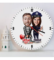 Biz Bize Mahkumuz Karikatürlü Sevgiliye Hediye Kişiye Özel Duvar Saati