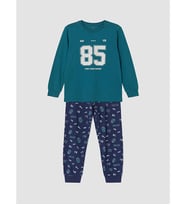 LCW Kids Petrol Baskılı Erkek Çocuk Pijama Takımı