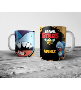 Pixxa  Brawl Stars Köpekbalığı LEON Kişiye Özel İsimli Kupa Bardak