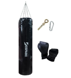 Desfabe Boxing Star 180x38 Cm Zincirli Boks Kum Torbası Siyah+Askı Aparatı+Boks Eldiveni