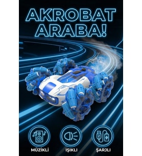 Uzaktan Kumandalı Şarjlı Buharlı Akrobat Araba 360 Derece Dönen Işıklı Müzikli 4x4 Drift