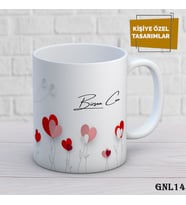 Kişiye Özel Kupa  İsimli & Fotoğraflı Premium Hediye Bardak Kalp