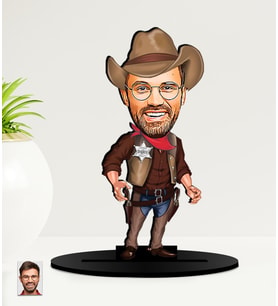 Kişiye Özel Kovboy  Karikatürlü  Mdf Biblo (Çok Renkli)