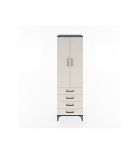 Hyperion Dolap Tek Raflı 4 Çekmeceli Tek Askılı 60x44x195 Antrasit-Aytaşı