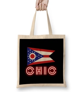 Ohio state flag gift - vintage Retro Rainbow Style Bez Çanta Uzun Saplı