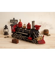 Nostaljik Metal Kara Tren Siyah Lokomotif (Kırmızı) E-2324SS