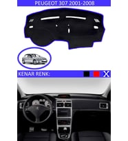 Peugeot 307 2001-2008 Için Uygun Torpido Koruma Halısı Siyah Kenar Renk Mavi