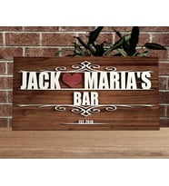BK Gift Kişiye Özel İsimli Tarihli Kabartma Tasarım Ahşap Bar Tabelası 46cm, Home Bar Tabela, Rustik Ev Dekorasyonu, Duvar Dekoru (Model 1)