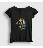 Presmono Kadın Siyah Nature Camper Kamp T-Shirt 372152tt