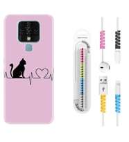 Tecno Camon 16 18P Pova 3 Pova Neo Kılıf Kablo Koruma Spiral Silikon Pink Cat Heart 1303