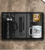 Babalar Gününe Özel Termos & Defter & Deri Kılıflı Touch Pen Kalem & Kupa & Çerçeve Hediye Seti