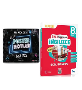 KR Akademi 8. Sınıf LGS İngilizce Poster Notlar ve Sınav Yayınları Soru Bankası Seti 2 Kitap