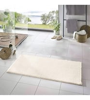 Carpet Banyo Paspası 1 Adet 50x80 Peluş Kaymaz Taban Yıkanabilir Banyo Halı Banyo Paspası, Krem