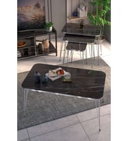 Gümüş Tel 4 lü Sehpa Seti Siyah