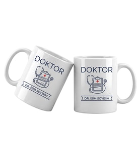 Kişiye Özel Doktor Meslek Kupası – İsim Yazılı Doktor Temalı Kupa Bardak Doktor Hediyesi (Beyaz)