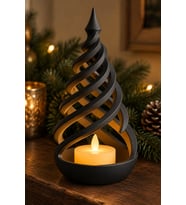 Minimalist Spiral Noel Ağacı Şeklinde LED Mum Tutucu