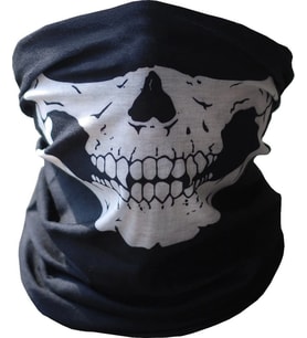 Mey İthalat® Siyah Renk Dikişsiz Çok Fonksiyonlu Çene Kafatası Yüz Maskesi Baf Buff Bandana Boyunluk Bileklik