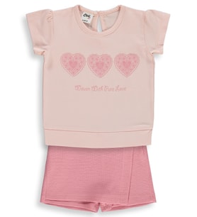 Civil Baby Kalpler Nakışlı 6-18 Ay Takım - Pudra