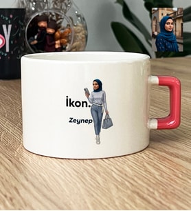 Kişiye Özel Karikatürlü İkon Lüks Fincan Doğum Günü Hediyesi