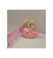 Figürlü içi Su Dolu Ay Şeklinde Hareketli Sevimli Anahtarlık/Çanta Süsü/ Araba Süsü (Pembe)