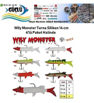 Turna Silikonu 14 cm Wily Monster 4’lü Paket RENK:1