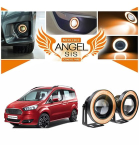 Ford Tourneo Courier Uyumlu, Universal Mercekli Led Angel Sis Farı, 76mm Turuncu Renk