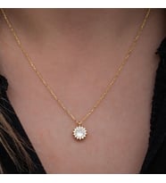 Gold  Minimal Yuvarlak Anturaj 925 Ayar Gümüş Kadın Kolye