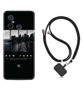 Xiaomi Redmi 12C Kılıf Silikon Boyun Askılı İpli Desenli Silikon New York 1612