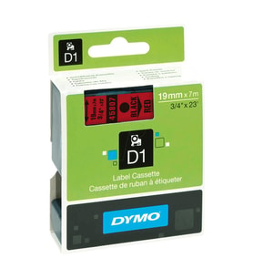 Dymo D1 Şerit 19 Mm x 7 Metre Kırmızı/ Siyah D1 Şerit Etiket Yedeği