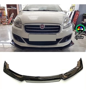 Fiat Linea Gri Renkli Şeritli Dilli Ön Lip 4 Prç Parlak Siyah ABS 2006 - 2015